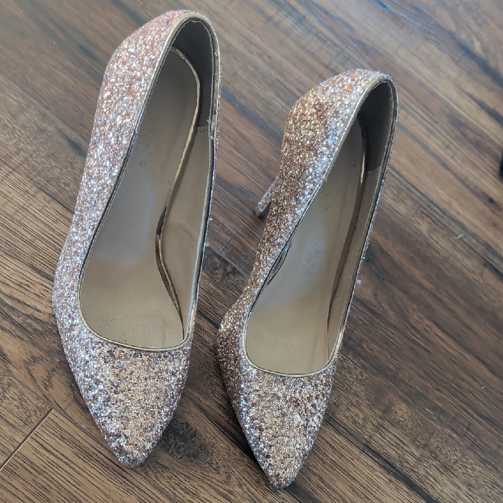 Charlotte Russe Sparkling Gold Heels